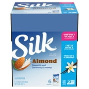 Silk Shelf Stable, Dairy Free, Lactose Free, Gluten Free, Unsweetened Vanilla Almond Milk, 32 fl oz Quart, 6 Count