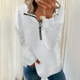 thumbnail image 3 of Tiqkatyck Quarter Zip Pullover Women, Womens Tops Dressy Casual 3/4 Length Sleeve V Neck Shirts and Blouses Zipper Collar Women Shirts Womens Tops White, 3 of 5