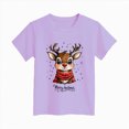 thumbnail image 4 of sdbrld Kids Merry Christmas Gift Girls Xmas Cartoon Short Sleeve TShirts Tops for Fall Holiday Wear Purple Sizes 9-10 Years, 4 of 4