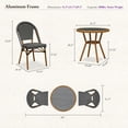 thumbnail image 4 of PURPLE LEAF OUTDOOR  3-Piece French Bistro Dining Set Round Outdoor Patio Table and 2 Armless Chairs Tempered Glass Top PE Rattan Bamboo Print Finish Aluminum Frame Black, 4 of 9