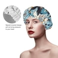 thumbnail image 2 of KLL Butterflys Pattern Shower Cap & Bath Cap for Women,Reversible Oversized Waterproof Shower Caps for all Hair Lengths,Elastic Reusable Bathing Hair Cap, 2 of 6