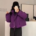 thumbnail image 3 of Estilo de ropa de algodón para mujer fuera de temporada, ropa de invierno, abrigo corto y grueso, abrigo pequeño de cintura alta con relleno de algodón, 3 of 5