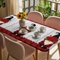 thumbnail image 3 of Red Valentine's Day Table Cloths for 4 Foot Rectangle Tables, Roses Gnomes Love Heart Plaid Vintage Patio Waterproof Elastic Fitted Tablecloths, Washable Rectangular Table Cover for Camping, 3 of 8