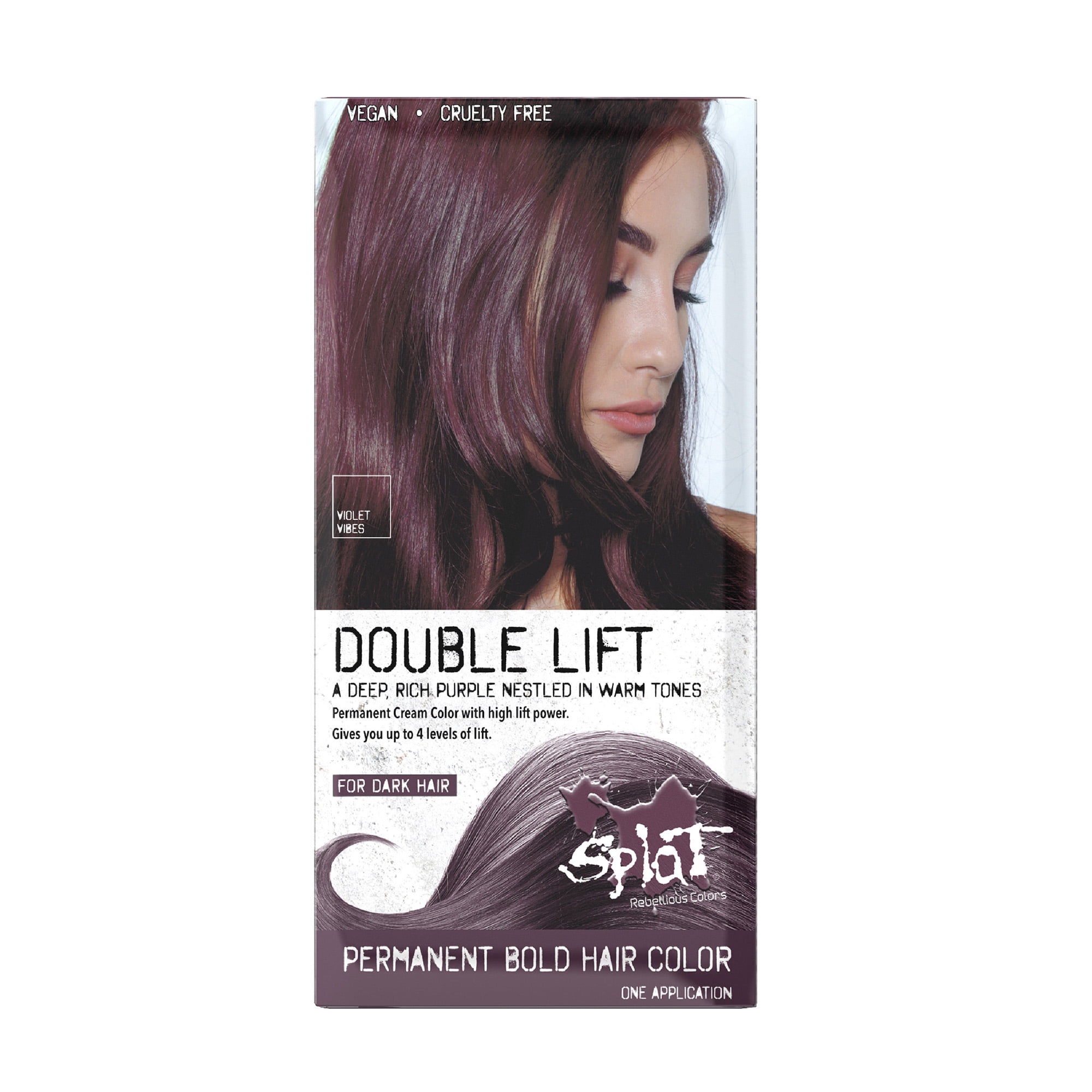 Splat Double Lift Permanent Hair Color for Dark Hair, Violet Vibes, 1 Application