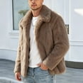 thumbnail image 6 of Men Cropped Fuzzy Jacket Winter Warm Coat Open Front Outerwear,Lapel Long Sleeve and Pocket Daily Casual Comfy Wear,Beige,L, 6 of 7