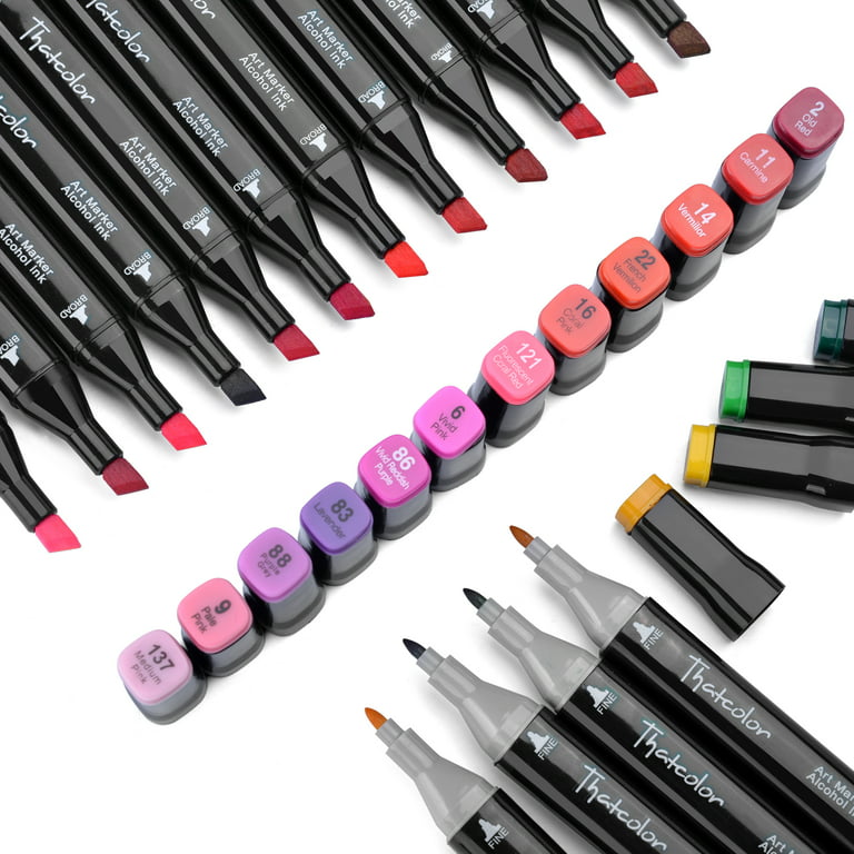 AGPtek 60 Colors Dual Tips Marker Pen Kit with Zipper Carry Bag Permanent  Drawing Sketching Highlighting Gift