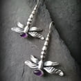 thumbnail image 2 of K-KED Vintage Silver Dragonfly Moonstone Hook Dangle Earrings For Womens Party Jewelry-Light Blue, 2 of 9