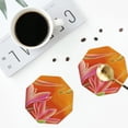 thumbnail image 5 of Balery 6 Pcs Orange Flower Psychedelicleather Coasters Set, Drink Table Cup Coasters For Living Room Kitchen Coffee Decor, 5 of 9