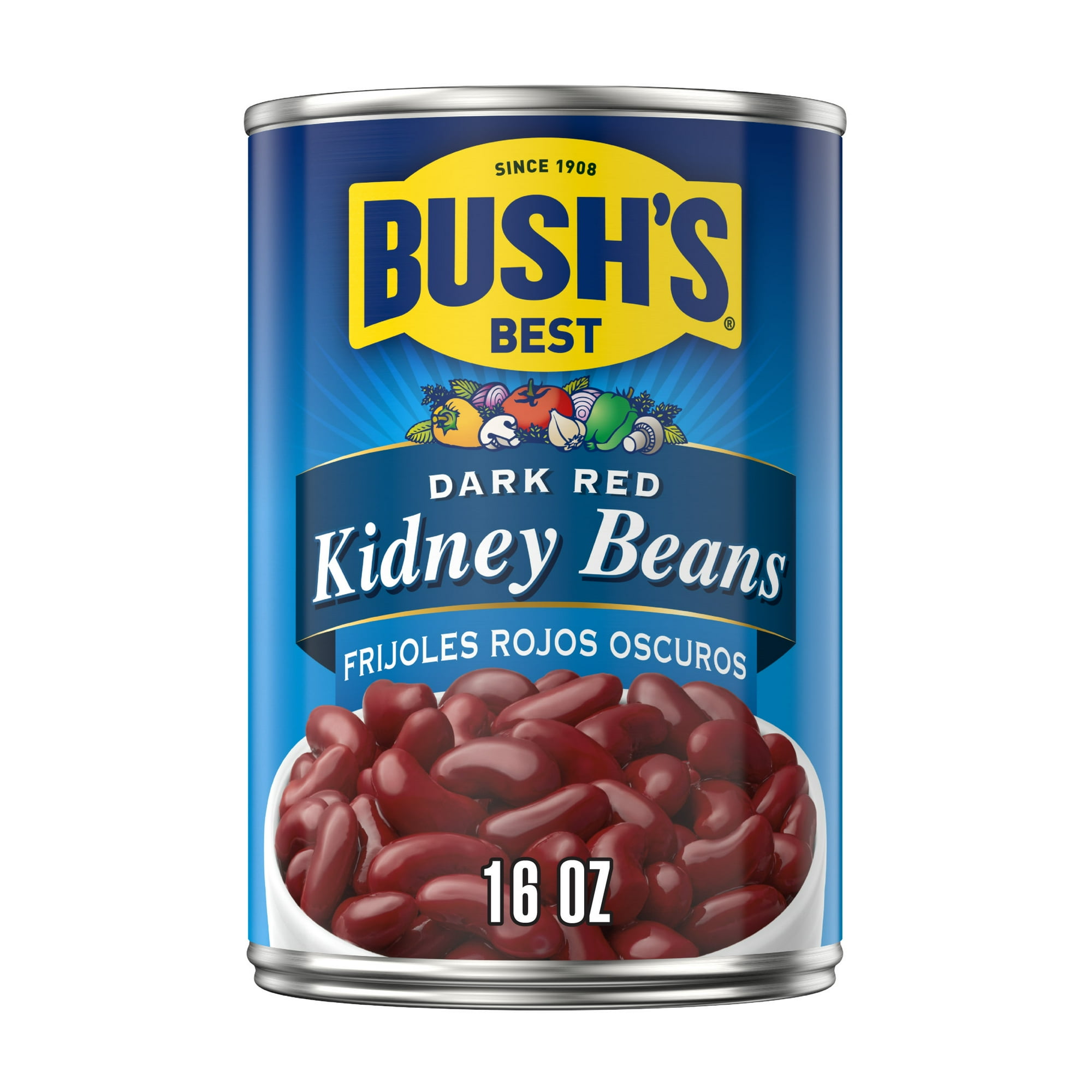 (3 pack) Bush's Dark Red Kidney Beans, Canned Beans, 16 oz