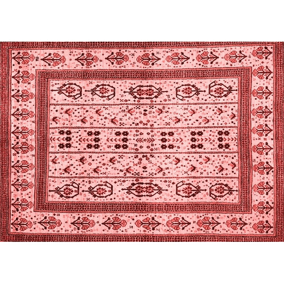 Ahgly Company Indoor Rectangle Abstract Red Contemporary Area Rugs, 5' x 8'