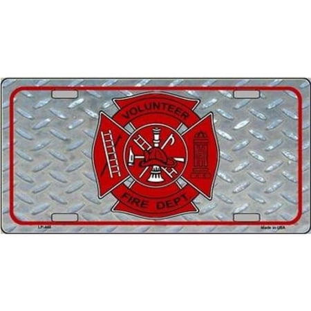 Volunteer Fire Diamond Metal License Plate