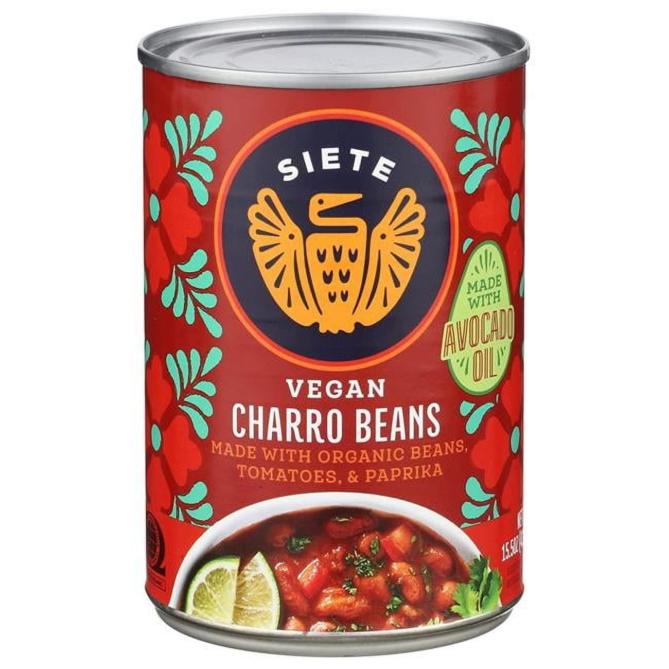 (12 pack) Siete Family Foods, Vegan Charro Beans, 15.5 oz can