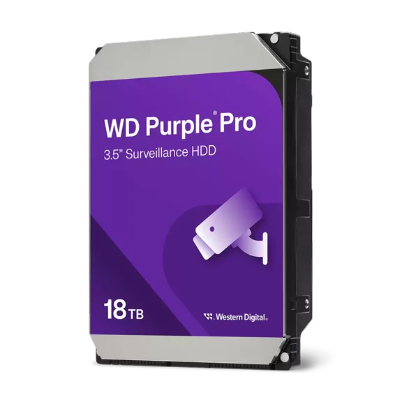 Western Digital 18TB WD Purple Pro Surveillance SATA HDD, 3.5" Internal Hard Drive HDD, 7200 RPM, 512MB Cache, CMR - WD181PURP