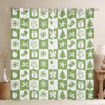 Castle Fairy Gingerbread Man Girl Black Out Curtains,Christmas Tree Bowknot Curtains Pack of 2 (42x63 Each),Geometric Lattice Bedroom Curtains,Lightweight Room Decor