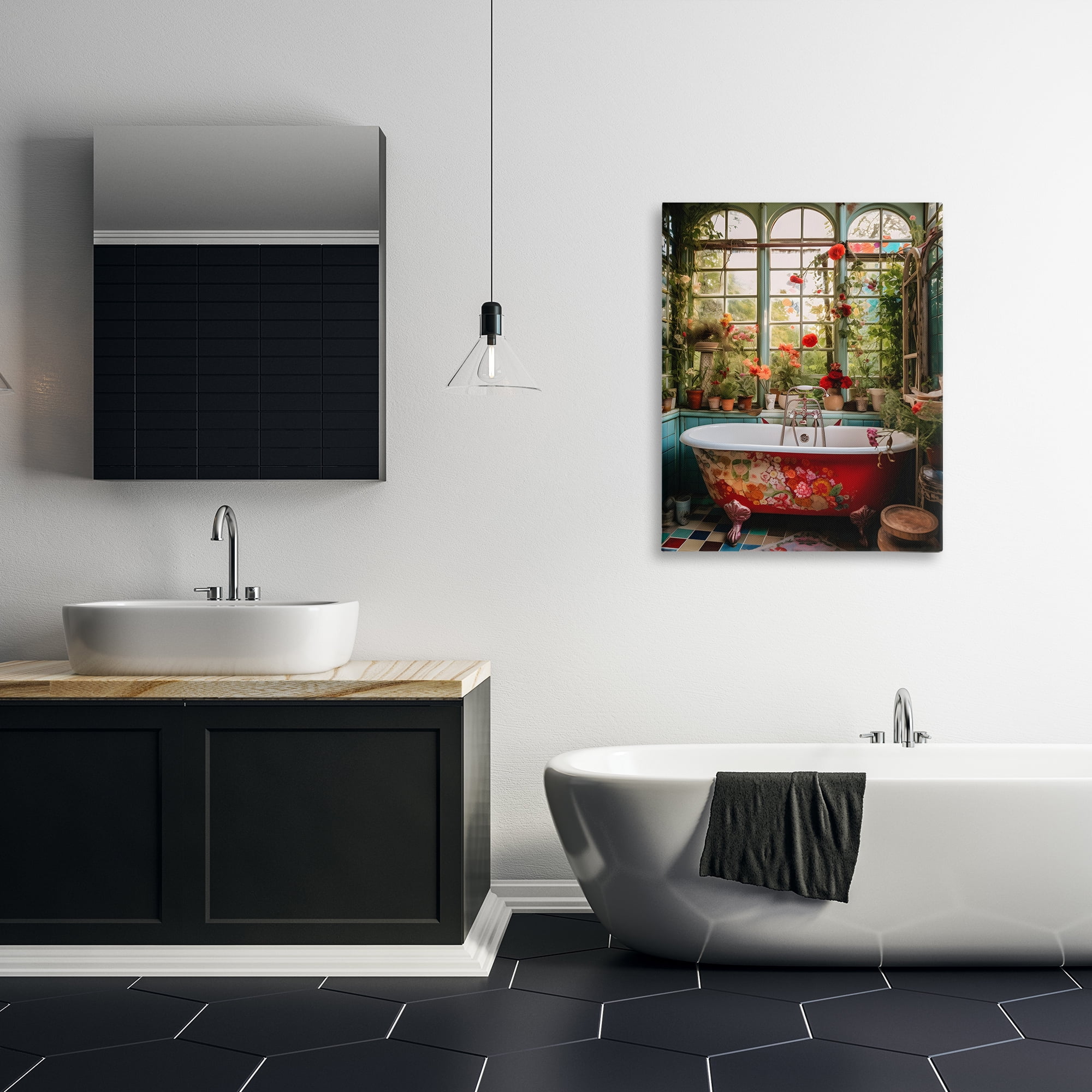 Floral Sunroom Tub Canvas Wall Art, design by Lettered and Lined
