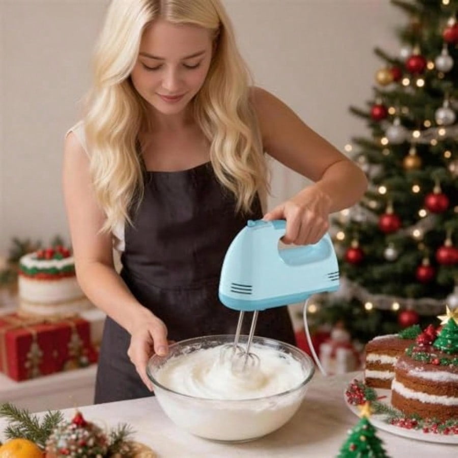 Hand Mixer Electric Ultra Power Kitchen Hand Mixer With 7-Speed and 5 Stainless Steel Accessories for Whipping Dough Cream Cake Dishwasher Safe Blue