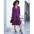 thumbnail image 6 of Women's Spring Dress, Long Sleeve Mini Tunic Casual V Neck Wedding Guest Dresses, 6 of 7