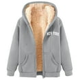 thumbnail image 4 of Arlun Zip up Hoodies for Women Fashion Letter Printed Full Zipper Drawstring Sweatshirts Thick Sherpa Lined Thermal Comfortable Fall Winter Jackets with Pockets Light Gray2 XL, 4 of 5