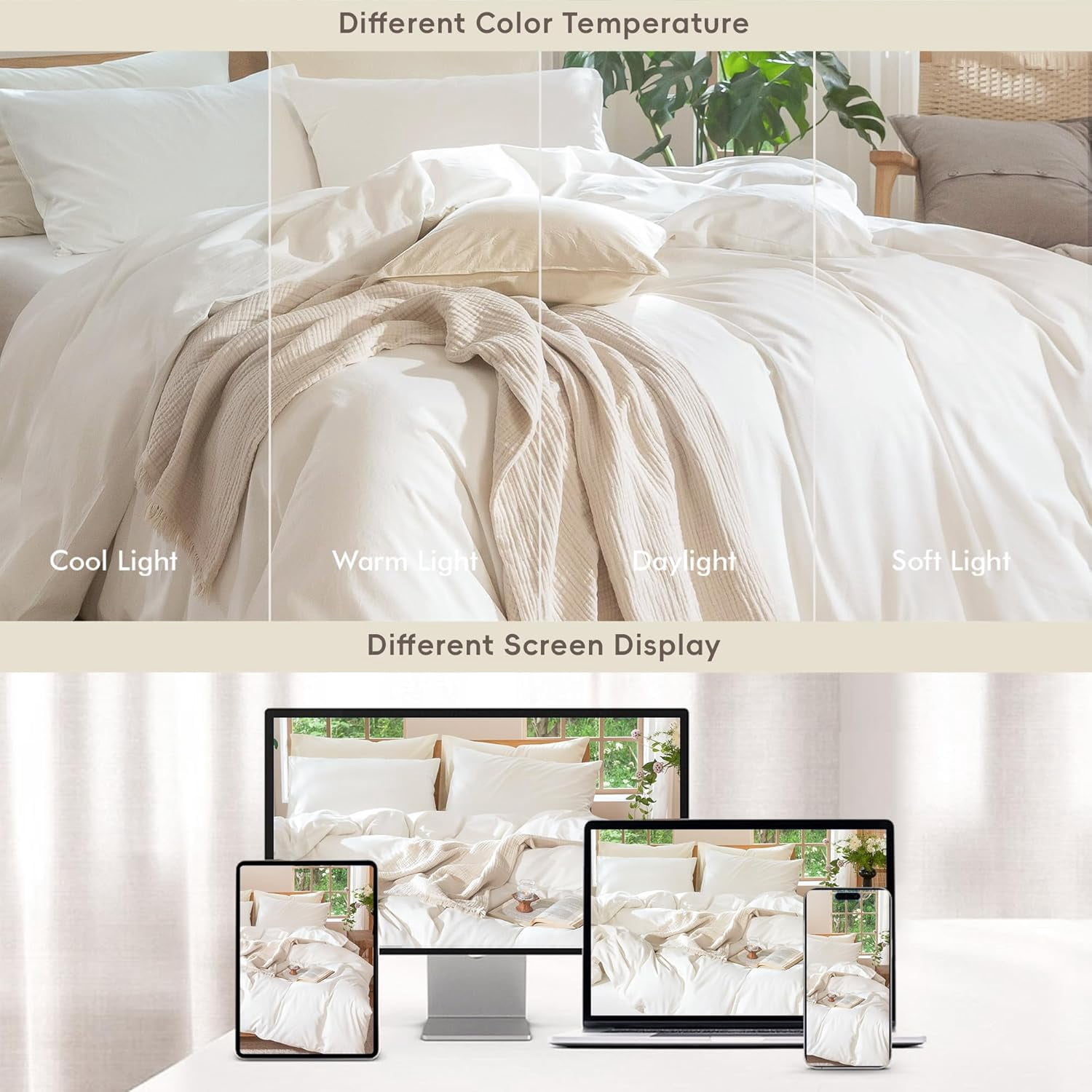 Full Size Off White Washed Cotton Textured Duvet Cover Set