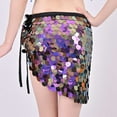 thumbnail image 7 of AGWOLF Sequin Skirt for Women Glitter Mermaid Mini Skirts Sparkly Belly Dance Hip Scarf Music Party Rave Wrap Skirt, 7 of 7
