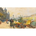 thumbnail image 2 of Eugène Galien-Laloue 18x12 Gold Ornate Wood Frame and Double Matted Museum Art Print Titled - The Flower Market at the City, 2 of 4