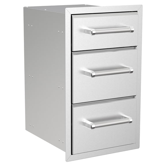 Spire Stainless Steel Built-in Vertical Triple Drawers, 6" H   10" H   10" H, Perfect for Outdoor Cooking & Kitchens, BBQ, & Grill Islands, 780-0016C