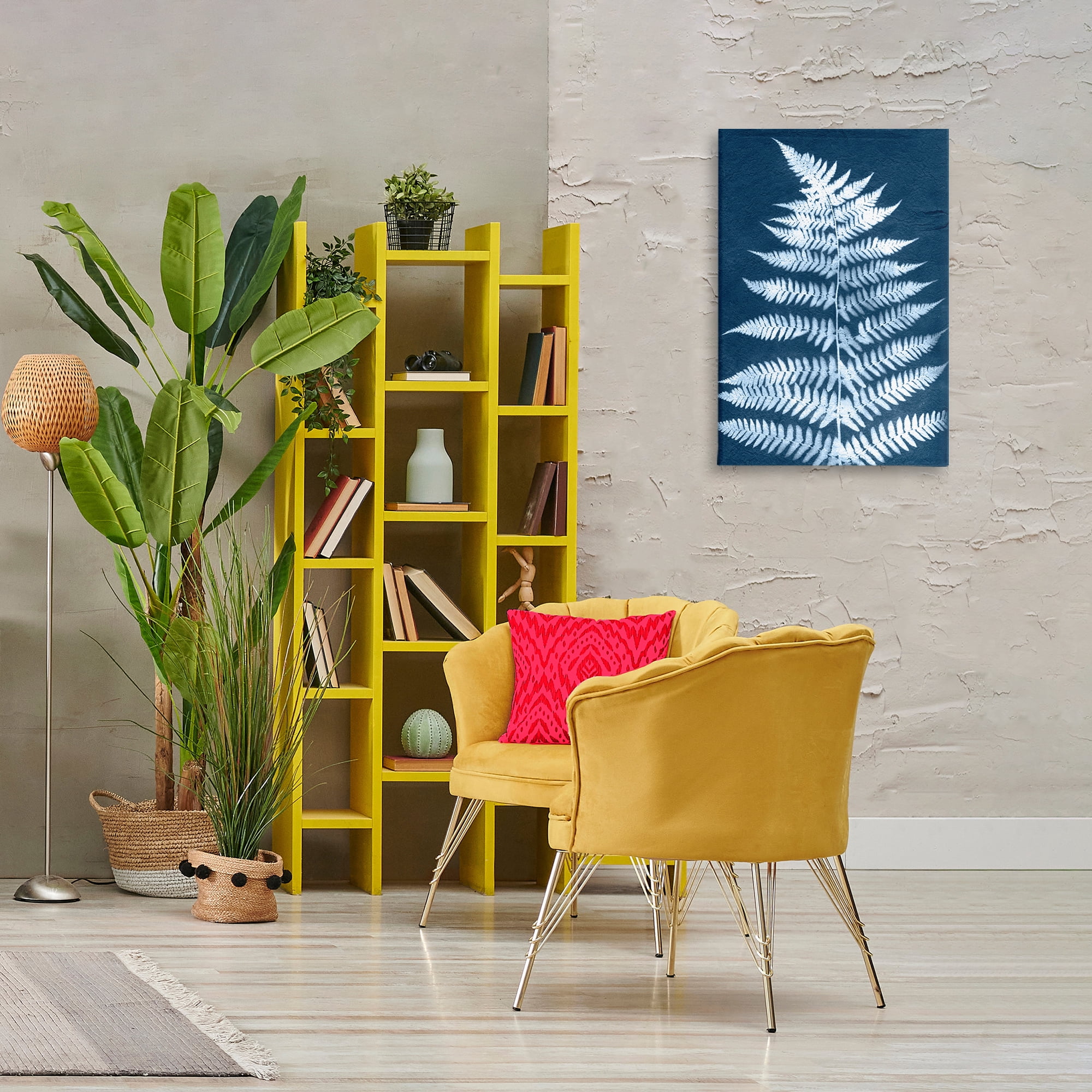 Stupell Industries Forest Fern in Blue Botanical & Floral Painting Gallery Wrapped Canvas Art Print Wall Art, 20 x 30