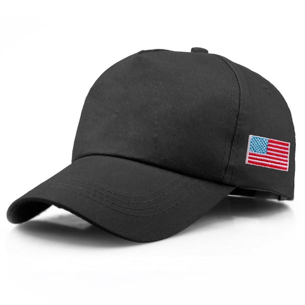 Gorra de béisbol lisa de algodón con bordado de bandera