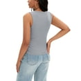 thumbnail image 3 of ATHLECHIC Women's Ruched Summer Ribbed Crew Neck Sleeveless Shirts S Gray, 3 of 5