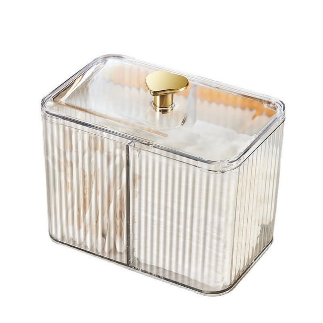 Caja de palillos de algodón de escritorio, ligera, de lujo, de alta gama, transparente, creativa, para el hogar, para guardar palillos de dientes, cosméticos, lápiz labial, hilo dental