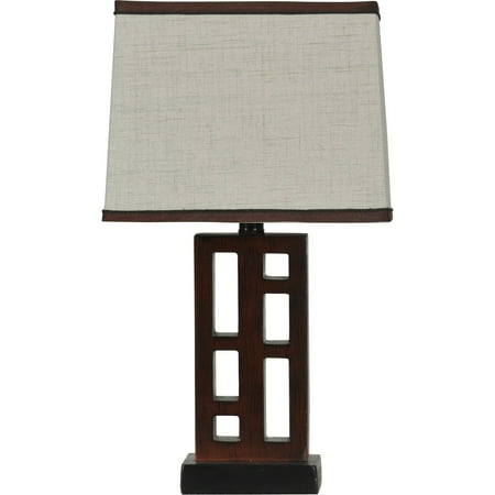 Walnut Wood Table Lamp - Better Homes and Gardens Open Works Lamp with Shade, Walnut