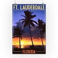 thumbnail image 2 of Ft. Lauderdale, Florida, Palms and Sunset (16x24 Giclee Gallery Art Print, Vivid Textured Wall Decor), 2 of 3