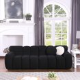 thumbnail image 4 of 87.4" + 65" Length, 35.83" Deepth, 2 Piece Sofa Set, Boucle Sofa for Human Body Structure for USA People, Marshmallow Sofa with 2 Pillows, Black, 4 of 9