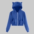 thumbnail image 2 of Hfyihgf Women's Hoodies Teen Girl Fall Jacket Sweatshirts Casual Drawstring Clothes Cropped Zip Up Y2K Hoodie with Pocket(Z2-Blue,XXL), 2 of 6
