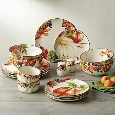 Better Homes and Gardens Fall Botanical Leaves 16 Piece Dinnerware Set Image 1 of 10