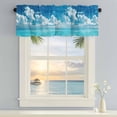 thumbnail image 5 of Summer Ocean Window Valance for Kitchen, Seascape Blue Coastal Wave Green Tropical Pain Trees Rod Pocket Short Curtain for Small Windows, Light Filtering Decorative Valance, 54 x 18 Inch, 5 of 9