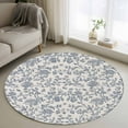 thumbnail image 2 of Blue Floral Large Area Rugs for Bedroom Living Room, Soft Non Slip Carpet Bedside Rug, Farmhouse Vintage Flower Leaf Botanical Round Floor Cover Kitchen Accent Rug 4' for Dining Room/Office, 2 of 9