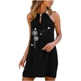 thumbnail image 1 of HKEJIAOI Floral Dress for Women Anniversaire Dress Women's Dress Décontracté Col Rond Été Floral Imprimé Sans Manches Dresses Noir Soldes Liquidation, 1 of 3