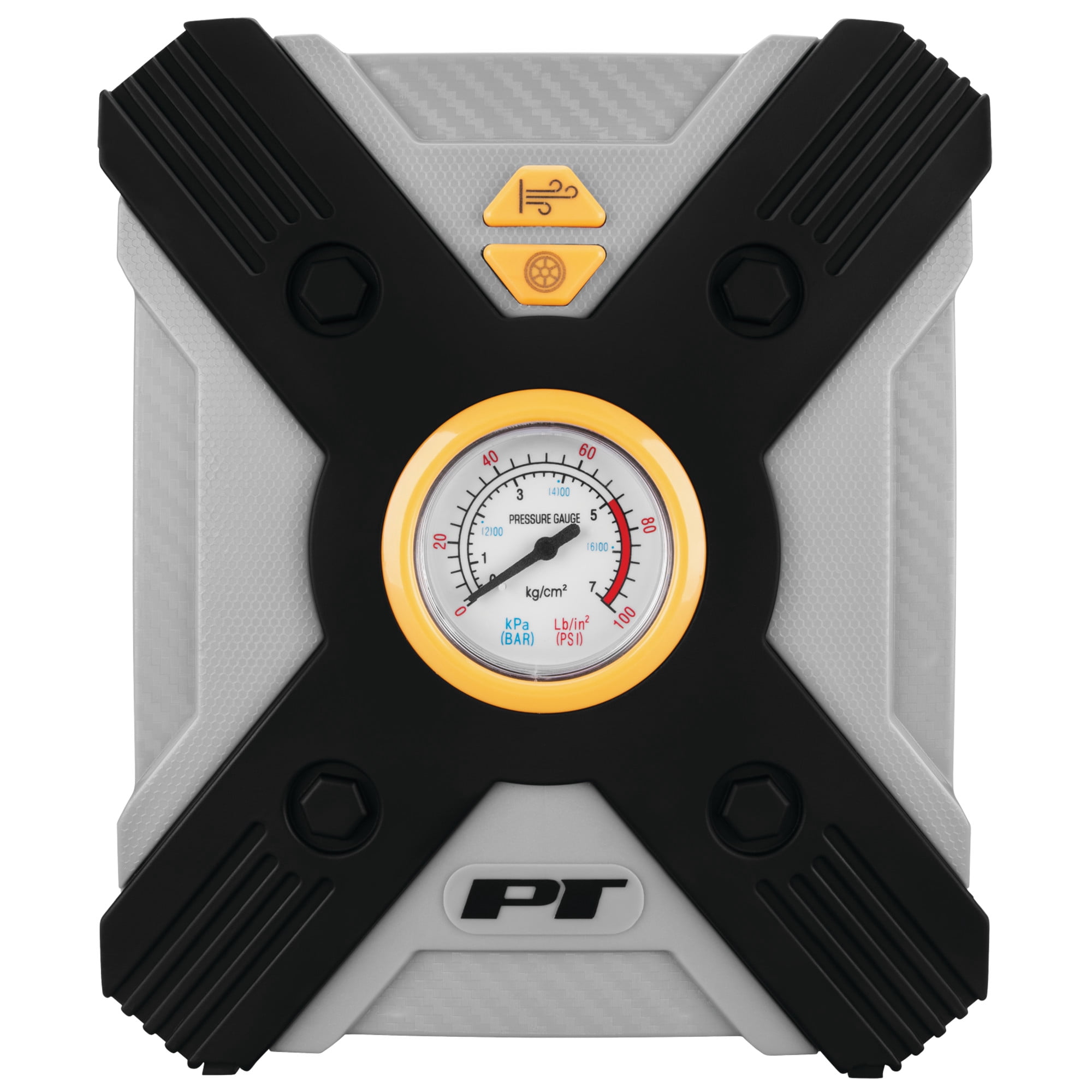 Performance Tool Vortex W7903 12V Raft & Tire Inflator, Lever-Locking Air Chuck, Long Power Cord, Three Nozzles, Gray