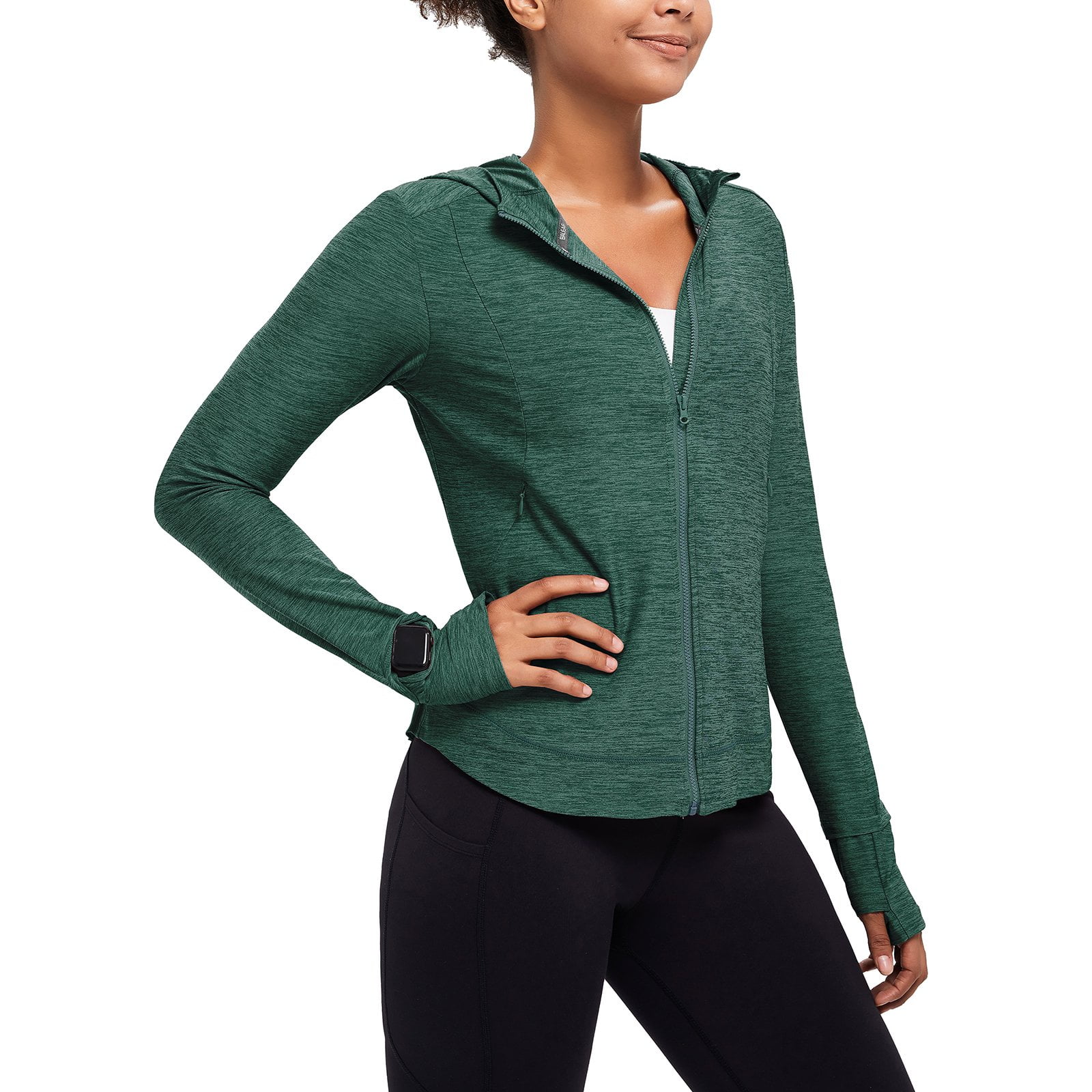 Baleaf Women's Active Full Zip Jackets Lightewight Workout With Running Hiking Walking Green L