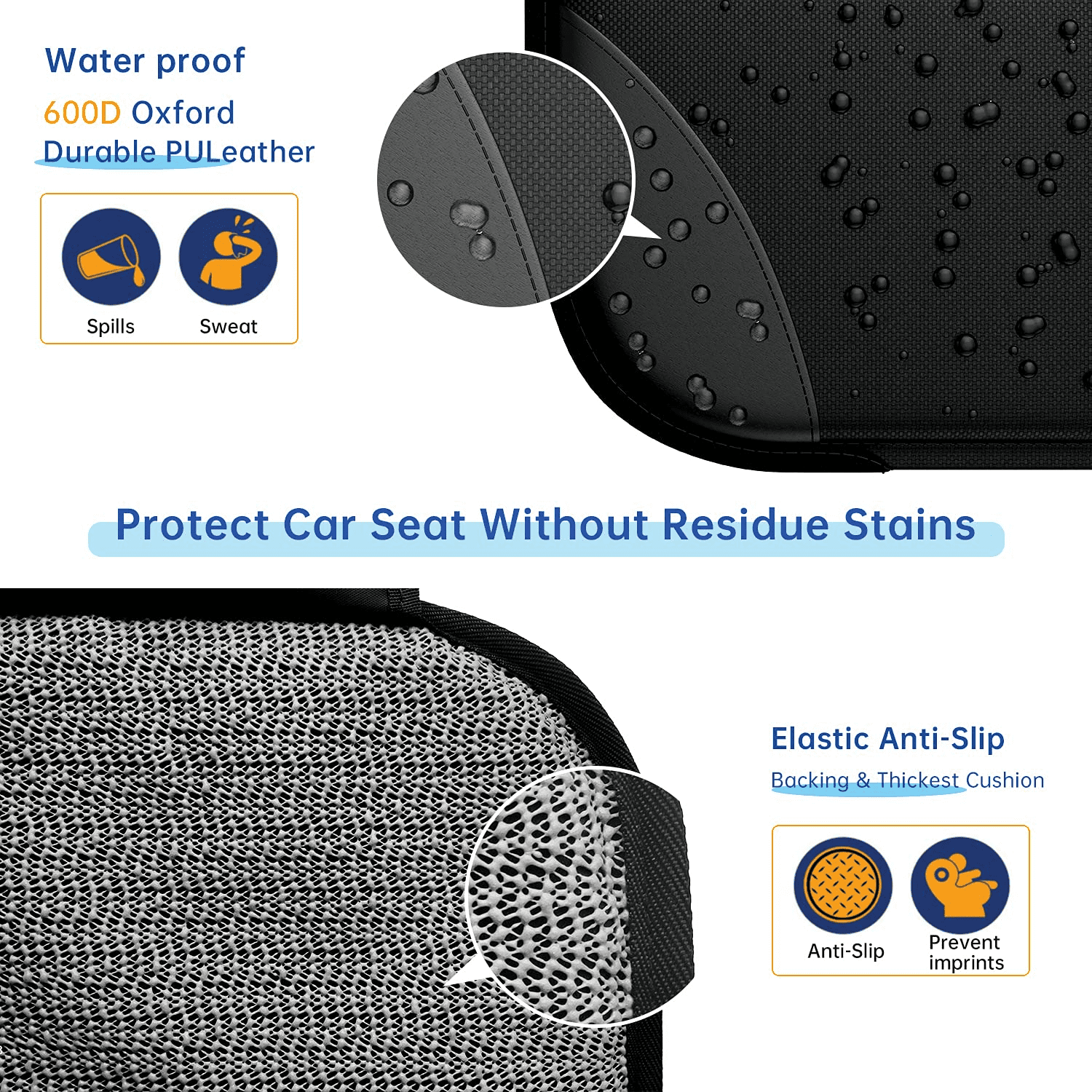 1 Pack Xhyang Car Seat Protector,Auto Car Seat Protectors Baby Carseat Waterproof & Durable 600D Fabric for Child Baby Car Seat Vehicle Dog Cover w/ Storage Pockets 