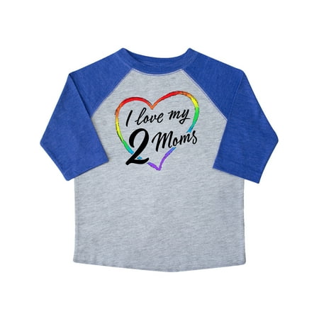 

Inktastic I Love My 2 Moms with Rainbow Heart Gift Toddler Boy or Toddler Girl T-Shirt