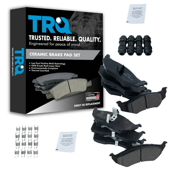 TRQ Front & Rear Premium Posi Ceramic Disc Brake Pad Set Kit for Chrysler BFA13092 Fits select: 2004-2005 DODGE NEON SXT, 2003 DODGE NEON SX 2.0