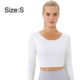 thumbnail image 2 of Camisas de entrenamiento de manga larga para mujer con sostén incorporado, camisas atléticas ajustadas para correr - Blanco MFZFUKR BST3003399-1, 2 of 7