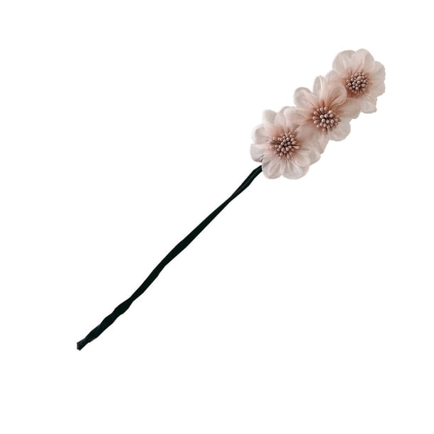 Dispensador de cabello con cabeza de flor de organza súper, artefacto para peinar el cabello perezoso de temperamento dulce para mujer