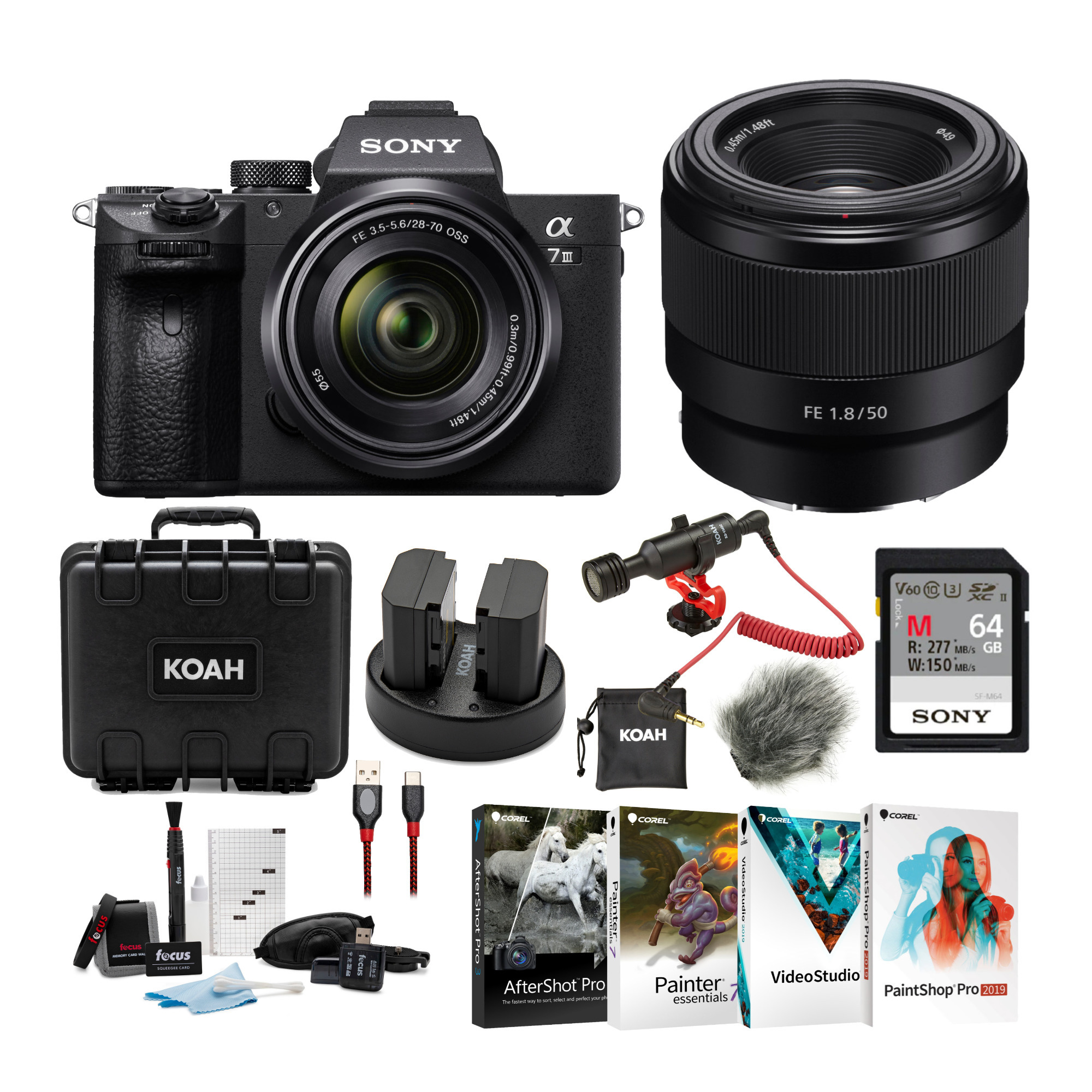 Sony a7 III Full Frame Mirrorless Camera with 2870mm and FE 50mm f/1.8