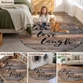 thumbnail image 6 of Area Rug 36in, Farmhouse Brown Wood Board Floor Carpet Living Room Rug, Live Love Laugh Text Flower Non-Slip Welcome Mat Indoor Rugs for Bedroom Dining Room, 6 of 9