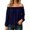 Navy, variant on Tqcoqu Women's Off Shoulder Long Sleeve Cotton Linen Blouse, Elastic Ruffle Neckline Puff Sleeve Casual Solid Top