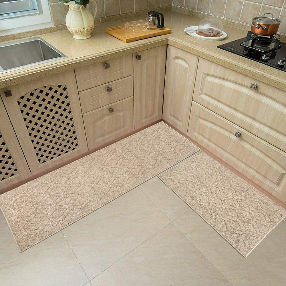 48x20 Inch/30X20 Inch Kitchen Rug Mats Made of 100% Polypropylene 2 Pieces Soft Kitchen Mat Specialized in Anti Slippery and Machine Washable Green 48x20 Inch/30X20 Inch Kitchen Rug Mats Made of 100% Polypropylene 2 Pieces Soft Kitchen Mat Specialized in Anti Slippery and Machine Washable Green