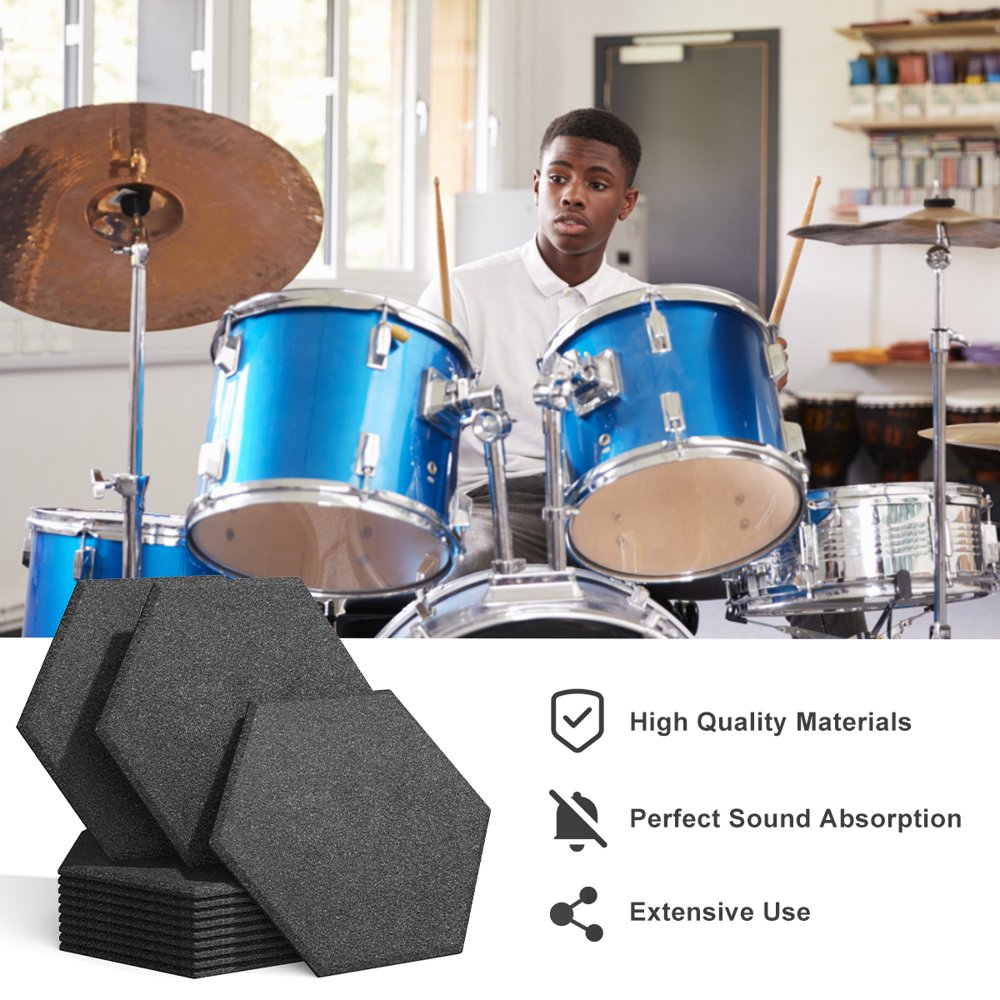 Lot De 12 Panneaux Acoustiques TONOR Motif Briques - 30x30 Cm, Auto-adhésifs - Absorption Sonore NRC >0,9